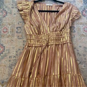 Ulla Johnson Gold and Rose Striped Dress